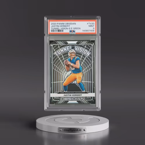 2020 Panini Obsidian Tunnel Vision #TV20 Justin Herbert - Electric Etch-Green (PSA 9 MINT)