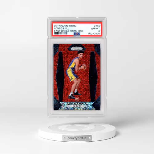 2017 Panini Prizm #289 Lonzo Ball - Fast Break Prizm-Red (PSA 8 NM-MT)