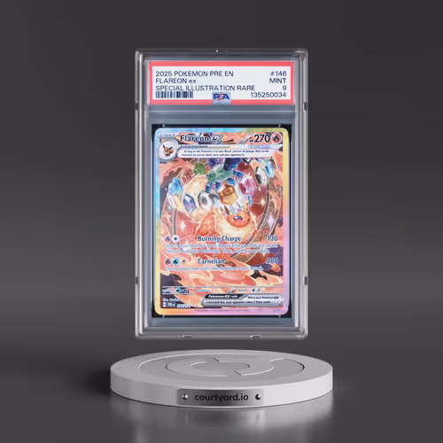 2025 Pokémon Pre EN-Prismatic Evolutions #146 Flareon EX - Holo Special Illustration Rare (PSA 9 MIN