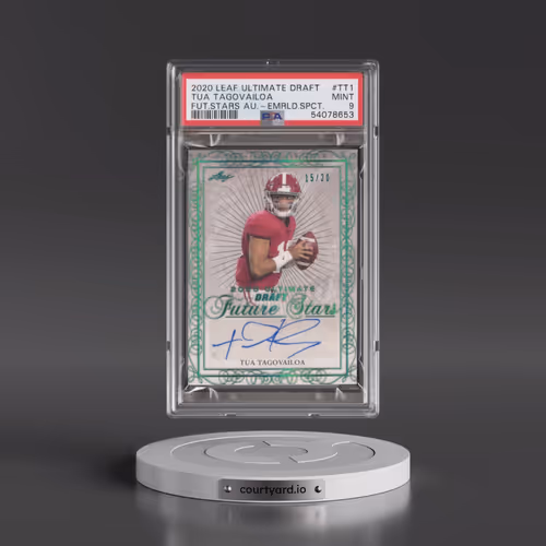 2020 Leaf Ultimate Draft Future Stars Autographs #TT1 Tua Tagovailoa - Emerald Spectrum (PSA 9 MINT)