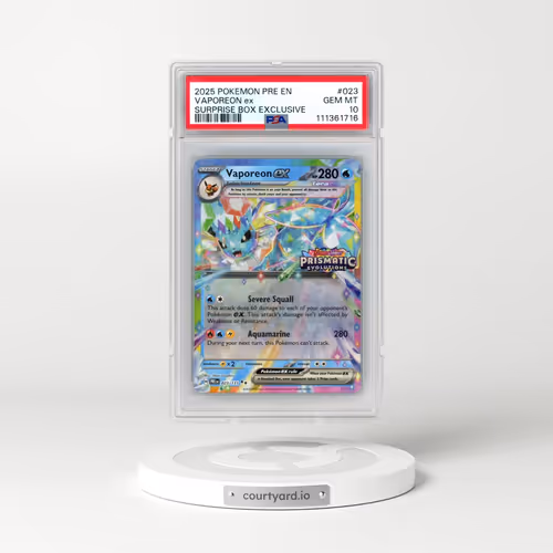 2025 Pokémon Pre EN-Prismatic Evolutions #023 Vaporeon EX - Holo Surprise Box Exclusive (PSA 10 GEM