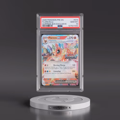 2025 Pokémon Pre EN-Prismatic Evolutions #014 Flareon EX - Holo Surprise Box Exclusive (PSA 10 GEM M