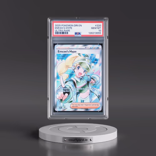 2025 Pokémon Dri EN-Destined Rivals #220 Emcee's Hype - Ultra Rare (PSA 10 GEM MINT)