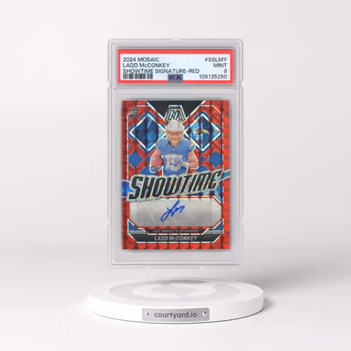 2024 Panini Mosaic Showtime Signatures #SSLMY Ladd McConkey - Red (PSA 9 MINT)