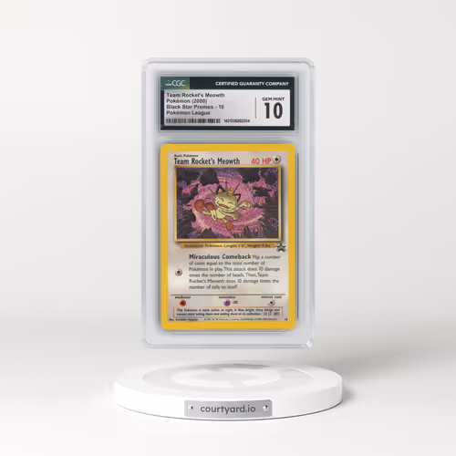 1999 Black Star Promos #18 Team Rocket's Meowth - Pokémon League (CGC 10 GEM MINT)