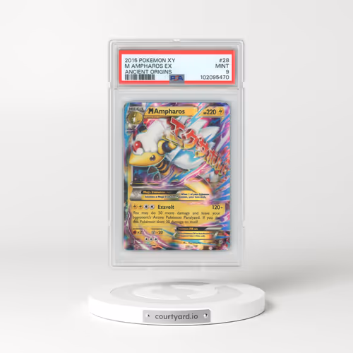 2015 Pokémon XY Ancient Origins #28 M Ampharos EX - Holo (PSA 9 MINT)