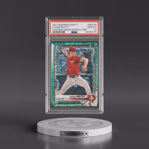 2021 Bowman Draft #BDC49 Chase Petty - Chrome-Green Sparkle Refractor (PSA 10 GEM MINT)