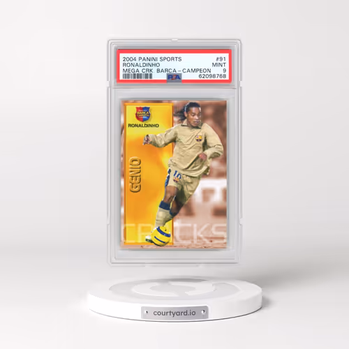 2004 Panini Sports Mega Cracks Barca #91 Ronaldinho - Campeon (Spanish) (PSA 9 MINT)