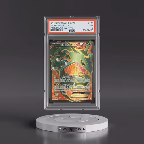 2012 Pokémon Black & White Dragons Exalted #123 Rayquaza EX - Holo Full Art (PSA 7 NM)