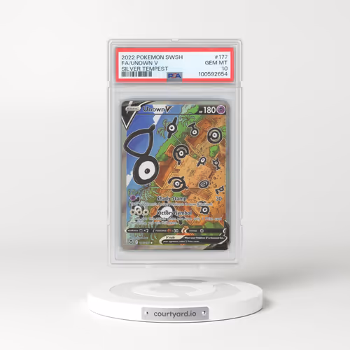 2022 Pokémon Sword & Shield Silver Tempest #177 Unown V - Holo Full Art (PSA 10 GEM MINT)