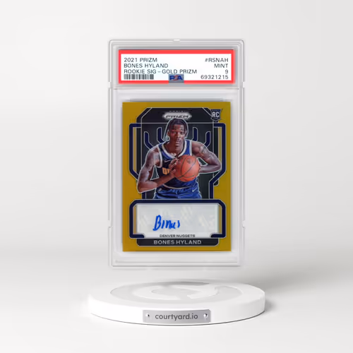 2021 Panini Prizm Rookie Signatures #RSNAH Bones Hyland - Gold Prizm (PSA 9 MINT)