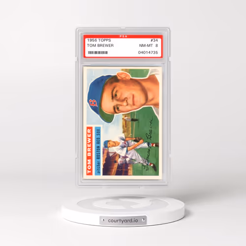 1956 Topps #34 Tom Brewer - White Back (PSA 8 NM-MT)