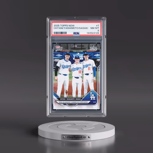 2025 Topps Now #7 Roki Sasaki/Shohei Ohtani/Yoshinobu Yamamoto (PSA 8 NM-MT)
