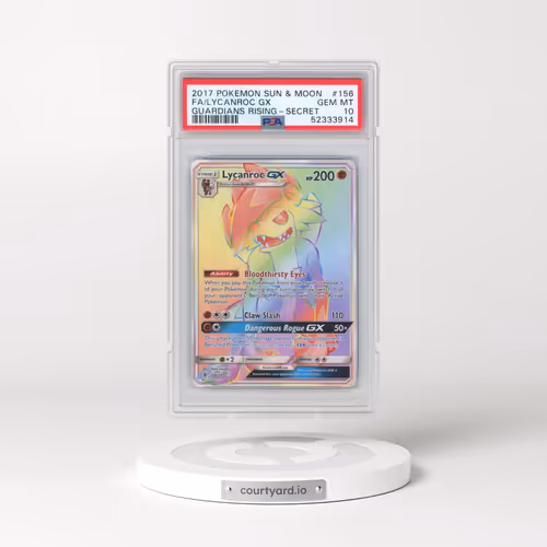 2017 Pokémon Sun & Moon Guardians Rising #156 Lycanroc GX - Holo Full Art Secret (PSA 10 GEM MINT)