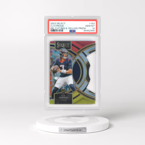 2023 Panini Select #183 CJ Stroud - Die-Cut Red & Yellow Prizm (PSA 10 GEM MINT)