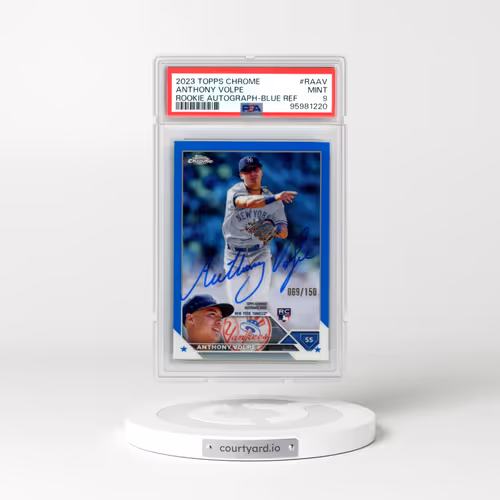 2023 Topps Chrome Rookie Autograph #RAAV Anthony Volpe - Blue Refractor (PSA 9 MINT)