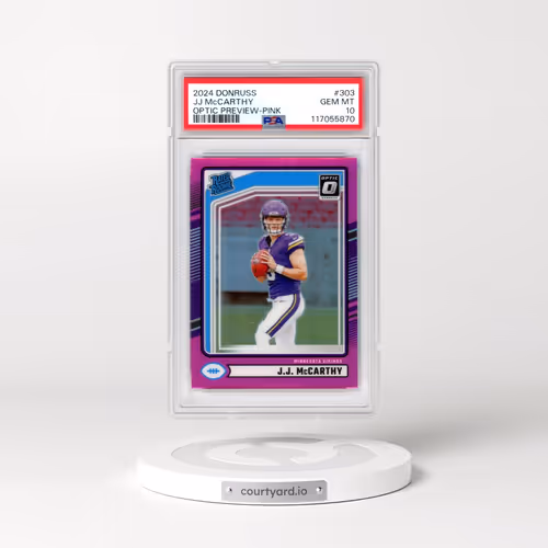 2024 Panini Donruss #303 JJ McCarthy - Optic Preview-Pink (PSA 10 GEM MINT)