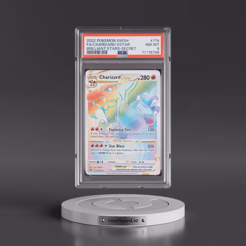 2022 Pokémon Sword & Shield Brilliant Stars #174 Charizard Vstar - Full Art Secret (PSA 8 NM-MT)