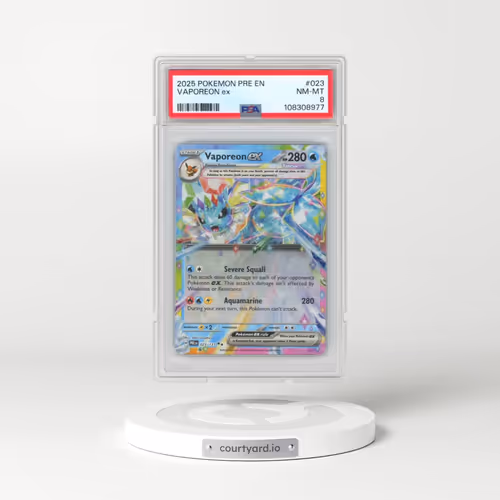 2025 Pokémon Pre EN-Prismatic Evolutions #023 Vaporeon EX - Holo (PSA 8 NM-MT)