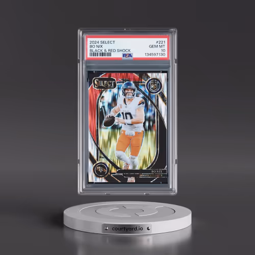2024 Panini Select #221 Bo Nix - Black & Red Shock (PSA 10 GEM MINT)