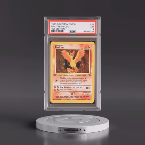1999 Pokémon Fossil #12 Moltres - 1st Edition Holo (PSA 7 NM)
