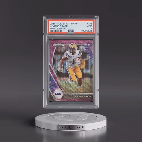 2021 Panini Prizm Draft Picks #112 JA'Marr Chase - Purple Wave (PSA 9 MINT)