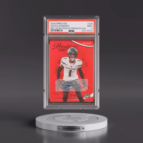 2023 Panini Prestige #225 Ahmad "Sauce" Gardner - Signature-Red Xtra Points Premium (PSA 9 MINT)