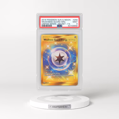2019 Pokémon Sun & Moon Unified Minds #258 Weakness Guard Energy - Full Art Secret (PSA 9 MINT)