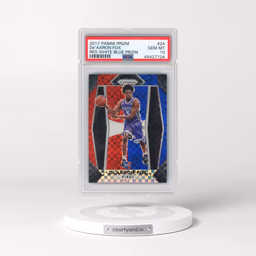 2017 Panini Prizm #24 DE'Aaron Fox - Red White Blue Prizm (PSA 10 GEM MINT)