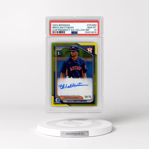 2024 Bowman Chrome Prospect Autographs #CPABM Brice Matthews - Yellow Refractor (PSA 10 GEM MINT)