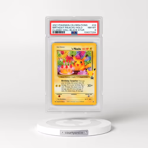 2021 Pokémon Celebrations Classic Collection #24 Birthday Pikachu - Holo (PSA 8 NM-MT)