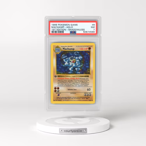 1999 Pokémon Game #8 Machamp - 1st Edition Holo Shadowless (PSA 7 NM)