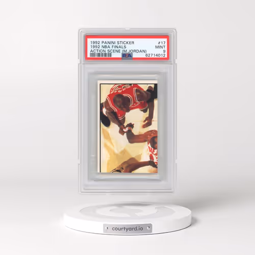 1992 Panini Sticker #17 1992 NBA Finals - Action Scene (M.Jordan) (PSA 9 MINT)