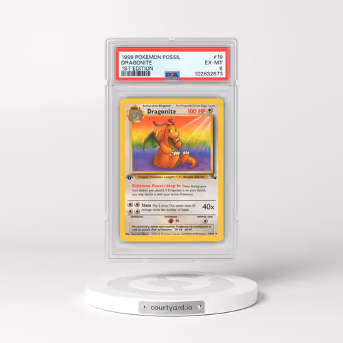 1999 Pokémon Fossil #19 Dragonite - 1st Edition (PSA 6 EX-MT)