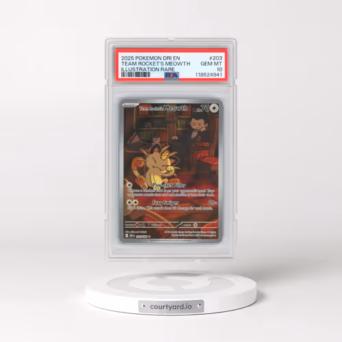 2025 Pokémon Dri EN-Destined Rivals #203 Team Rocket's Meowth - Illustration Rare (PSA 10 GEM MINT)