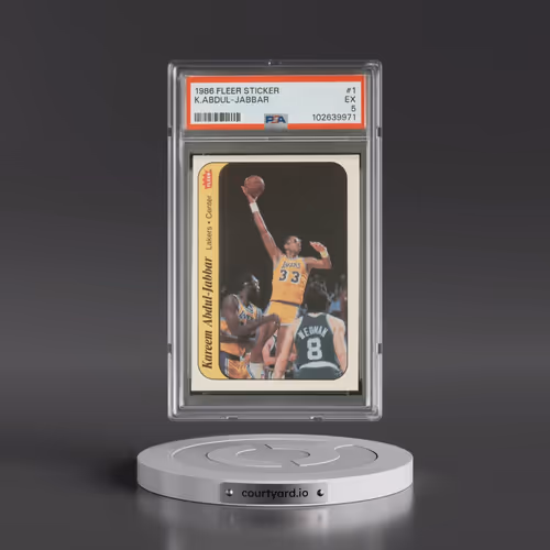1986 Fleer Sticker #1 Kareem Abdul-Jabbar (PSA 5 EX)