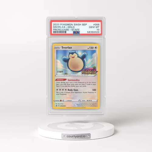 2020 Pokémon Swsh Black Star Promo #068 Snorlax - Holo Prerelease-Staff (PSA 10 GEM MINT)