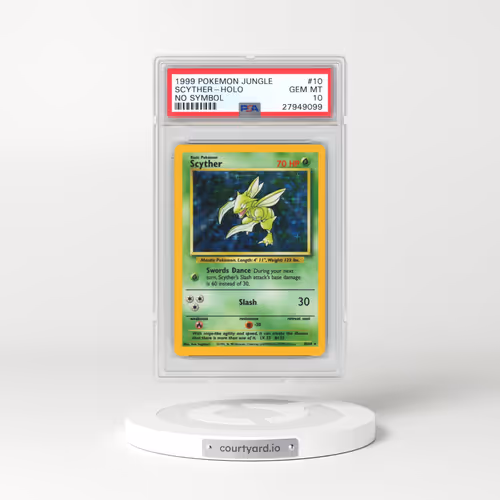 1999 Pokémon Jungle #10 Scyther - Holo No Symbol (PSA 10 GEM MINT)