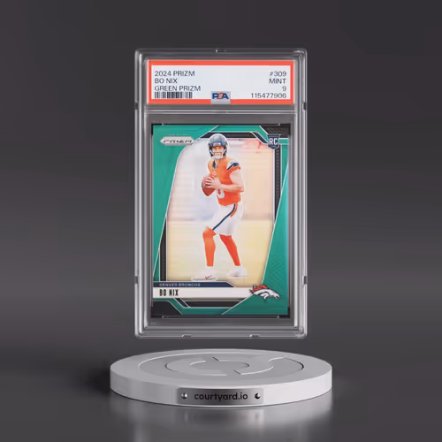 2024 Panini Prizm #309 Bo Nix - Green Prizm (PSA 9 MINT)