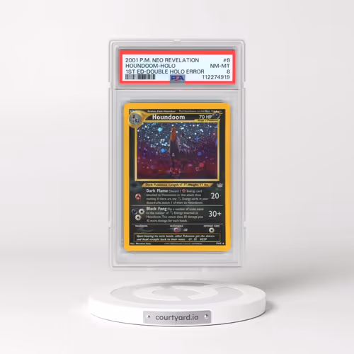 2001 Pokémon Neo Revelation #8 Houndoom - 1st Edition Double Holo Error (PSA 8 NM-MT)
