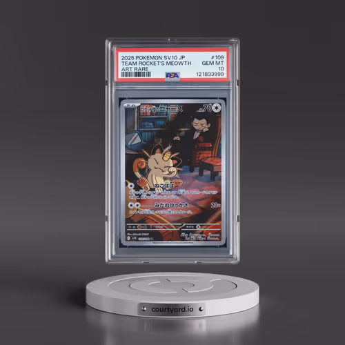 2025 Pokémon SV10-Glory of Team Rocket #109 Team Rocket's Meowth - Art Rare (PSA 10 GEM MINT)