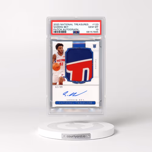 2020 Panini National Treasures #123 Saddiq Bey - Patch Autograph (PSA 10 GEM MINT)