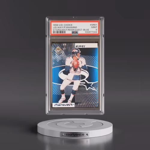 1998 UD Choice Starquest/Rookiequest #SR01 John Elway/Peyton Manning - Blue (PSA 9 MINT)