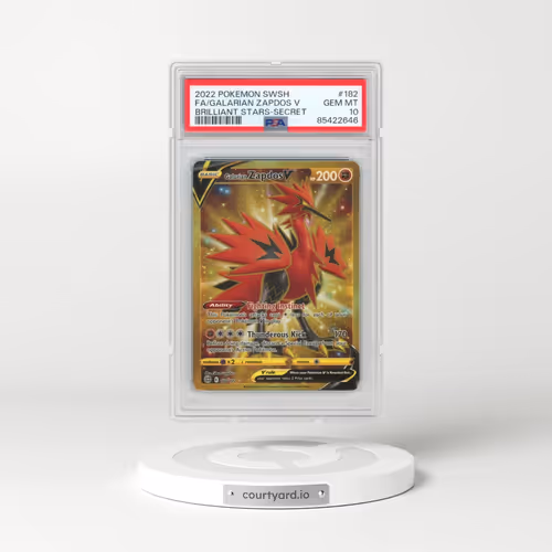 2022 Pokémon Sword & Shield Brilliant Stars #182 Galarian Zapdos V - Holo Full Art Secret (PSA 10 GEM MINT)