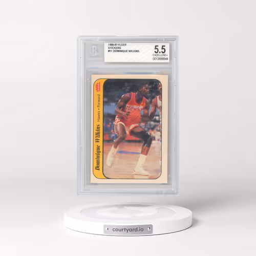 1986 Fleer Sticker #11 Dominique Wilkins (BGS 5.5 EX+)
