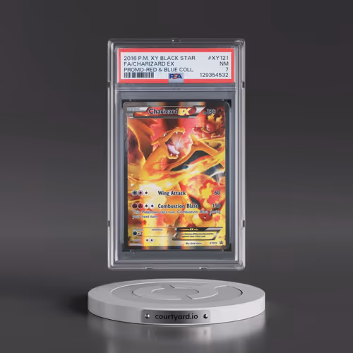 2016 Pokémon XY Black Star Promo #XY121 Charizard EX - Holo Full Art Red & Blue Collection (PSA 7 NM
