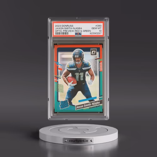 2023 Panini Donruss #390 Jaxon Smith-Njigba - Optic Preview-Red & Green (PSA 10 GEM MINT)