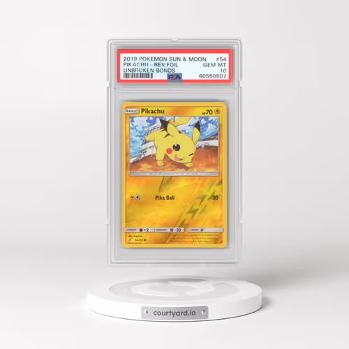 2019 Pokémon Sun & Moon Unbroken Bonds #54 Pikachu - Reverse Foil (PSA 10 GEM MINT)