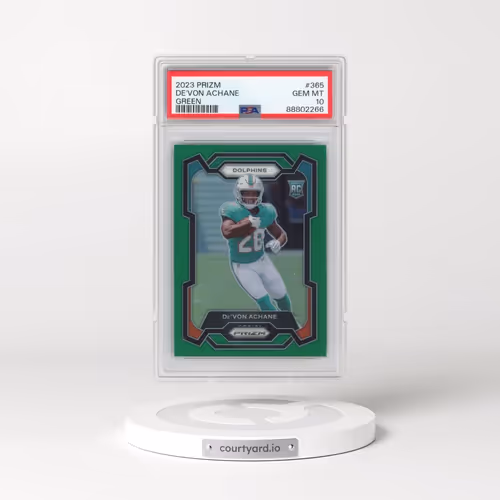 2023 Panini Prizm #365 DE'Von Achane - Green Prizm (PSA 10 GEM MINT)