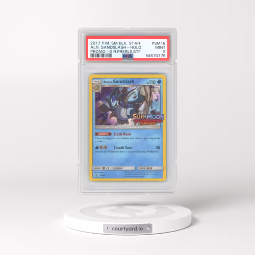 2017 Pokémon SM Black Star Promo #SM18 Alolan Sandslash - Holo Guardians Rising Prerelease Staff (PSA 9 MINT)
